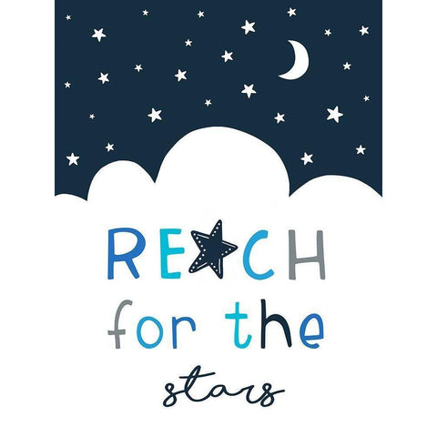 Reach for the Stars White Modern Wood Framed Art Print by Tyndall, Elizabeth