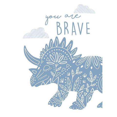 You Are Brave Dino Black Modern Wood Framed Art Print with Double Matting by Tyndall, Elizabeth