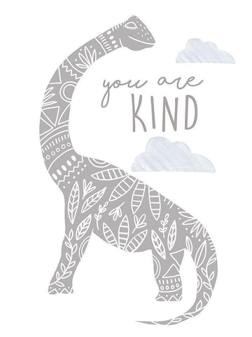 You Are Kind Dino White Modern Wood Framed Art Print with Double Matting by Tyndall, Elizabeth