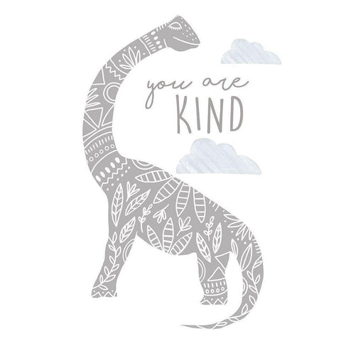 You Are Kind Dino Black Modern Wood Framed Art Print with Double Matting by Tyndall, Elizabeth