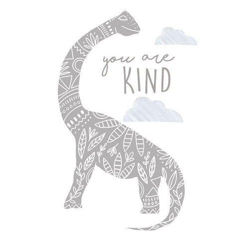 You Are Kind Dino White Modern Wood Framed Art Print by Tyndall, Elizabeth