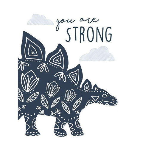 You Are Strong Dino White Modern Wood Framed Art Print by Tyndall, Elizabeth