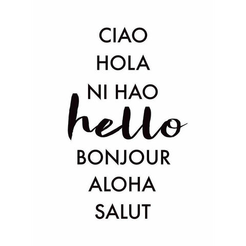 Hello Languages White Modern Wood Framed Art Print by Tyndall, Elizabeth