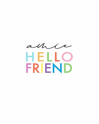 Hello Friend White Modern Wood Framed Art Print with Double Matting by Tyndall, Elizabeth