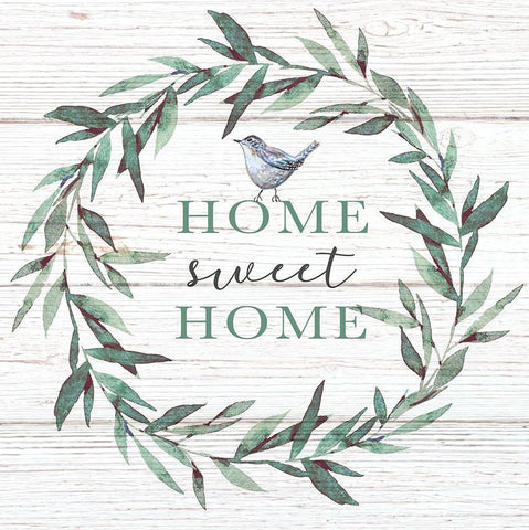 Home Sweet Home Bird White Modern Wood Framed Art Print with Double Matting by Tyndall, Elizabeth