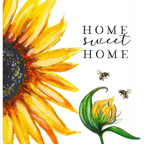 Home Sweet Home Sunflower White Modern Wood Framed Art Print by Tyndall, Elizabeth