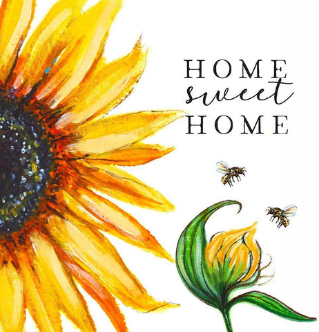 Home Sweet Home Sunflower White Modern Wood Framed Art Print with Double Matting by Tyndall, Elizabeth