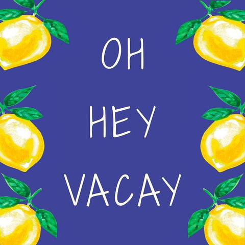 Oh Hey Vacay Black Modern Wood Framed Art Print with Double Matting by Tyndall, Elizabeth