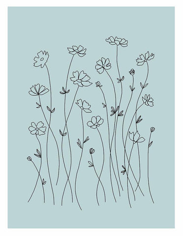 Line Flowers White Modern Wood Framed Art Print with Double Matting by Tyndall, Elizabeth