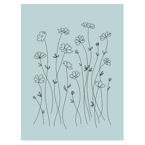 Line Flowers White Modern Wood Framed Art Print by Tyndall, Elizabeth