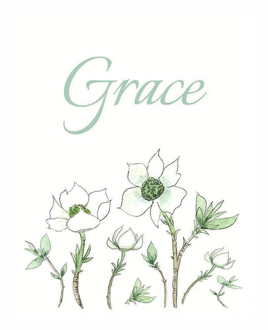 Grace White Modern Wood Framed Art Print with Double Matting by Tyndall, Elizabeth