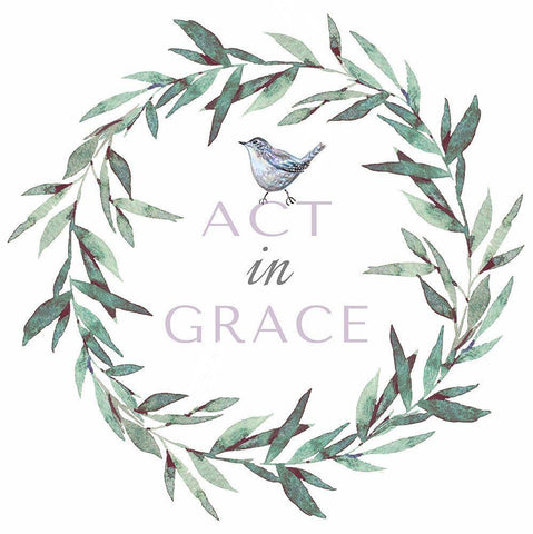 Act in Grace White Modern Wood Framed Art Print with Double Matting by Tyndall, Elizabeth