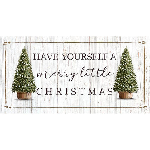 Merry Little Christmas Black Modern Wood Framed Art Print with Double Matting by Tyndall, Elizabeth