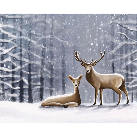 Deer White Modern Wood Framed Art Print by Tyndall, Elizabeth