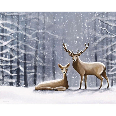Deer Black Modern Wood Framed Art Print with Double Matting by Tyndall, Elizabeth