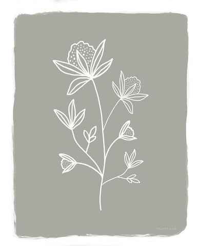 Gray Botanical I White Modern Wood Framed Art Print with Double Matting by Tyndall, Elizabeth