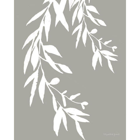 White Leaves Black Modern Wood Framed Art Print with Double Matting by Tyndall, Elizabeth