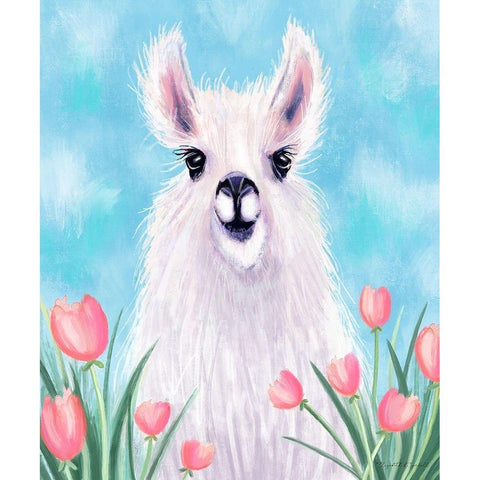 Llama Black Modern Wood Framed Art Print with Double Matting by Tyndall, Elizabeth