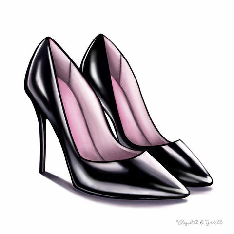 Black High Heels White Modern Wood Framed Art Print by Tyndall, Elizabeth