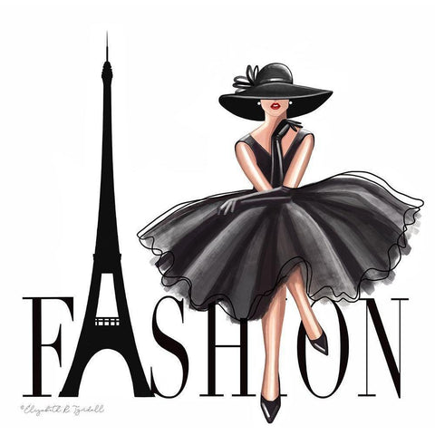 Paris Fashion Black Modern Wood Framed Art Print by Tyndall, Elizabeth