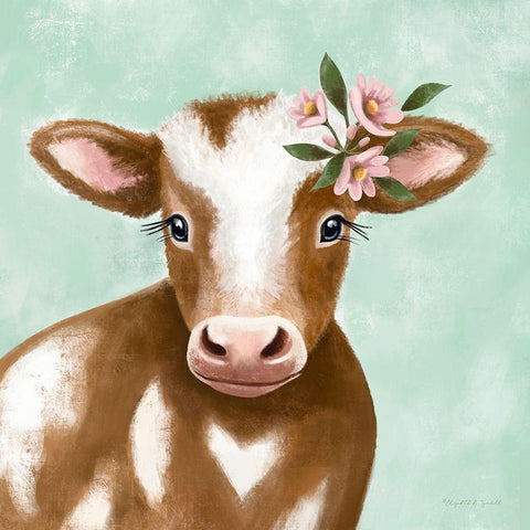 Farmhouse Cow White Modern Wood Framed Art Print by Tyndall, Elizabeth