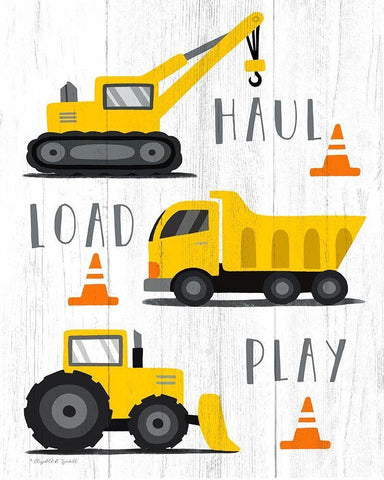 Haul-Load-Play White Modern Wood Framed Art Print with Double Matting by Tyndall, Elizabeth