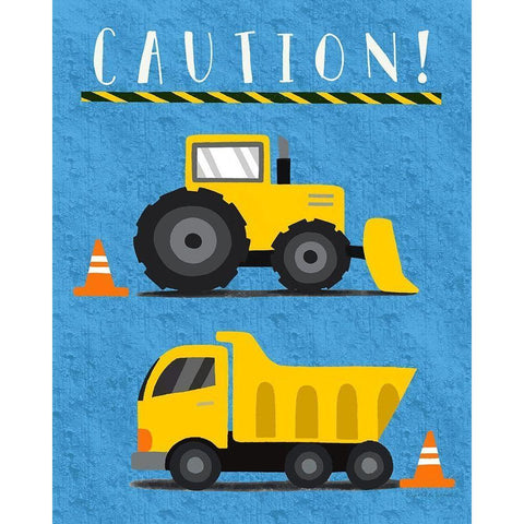 Caution White Modern Wood Framed Art Print by Tyndall, Elizabeth