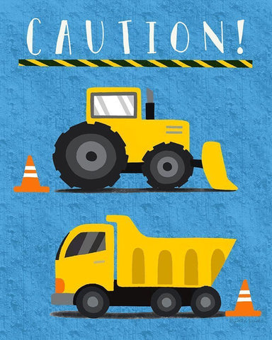 Caution White Modern Wood Framed Art Print with Double Matting by Tyndall, Elizabeth