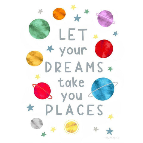 Dreams Take You Places Black Modern Wood Framed Art Print by Tyndall, Elizabeth