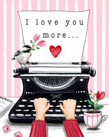 I Love You More White Modern Wood Framed Art Print with Double Matting by Tyndall, Elizabeth