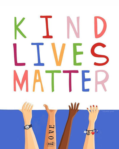 Kind Lives Matter White Modern Wood Framed Art Print with Double Matting by Tyndall, Elizabeth
