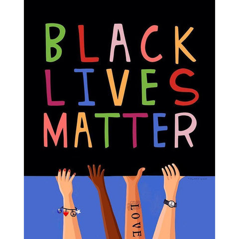 Black Lives Matter White Modern Wood Framed Art Print by Tyndall, Elizabeth