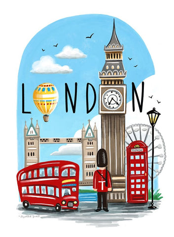 London Black Modern Wood Framed Art Print by Tyndall, Elizabeth