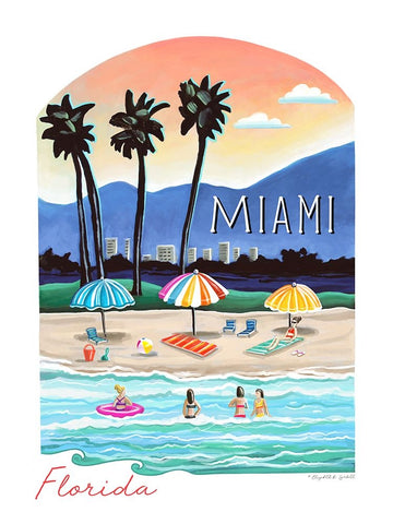 Miami White Modern Wood Framed Art Print with Double Matting by Tyndall, Elizabeth