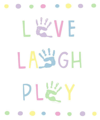 Love-Laugh-Play Black Ornate Wood Framed Art Print with Double Matting by Tyndall, Elizabeth