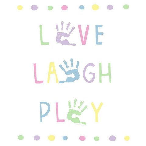 Love-Laugh-Play White Modern Wood Framed Art Print by Tyndall, Elizabeth