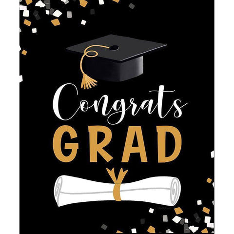 Congrats Grad Black Modern Wood Framed Art Print by Tyndall, Elizabeth