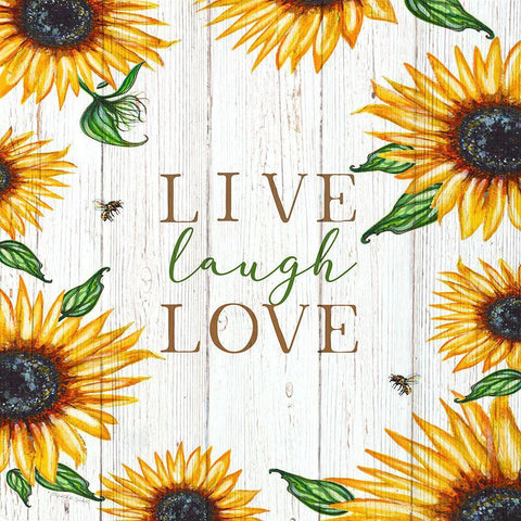 Live Laugh Love White Modern Wood Framed Art Print with Double Matting by Tyndall, Elizabeth