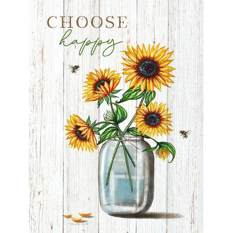 Choose Happy Gold Ornate Wood Framed Art Print with Double Matting by Tyndall, Elizabeth