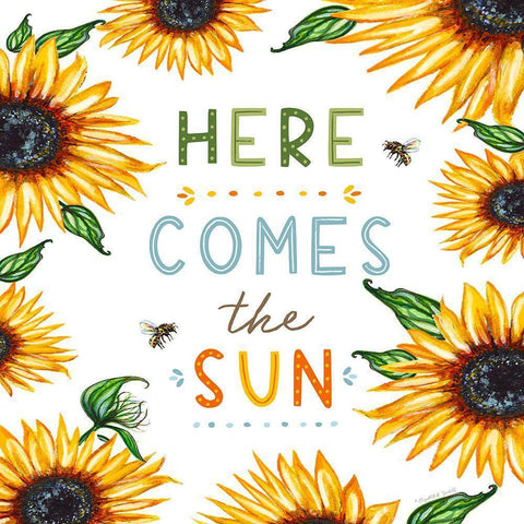 Here Comes the Sun Black Modern Wood Framed Art Print with Double Matting by Tyndall, Elizabeth