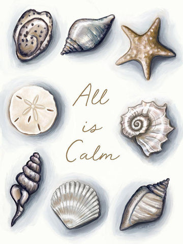 All is Calm White Modern Wood Framed Art Print with Double Matting by Tyndall, Elizabeth
