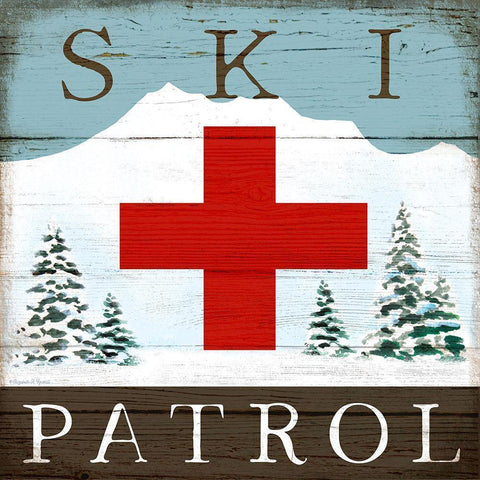 Ski Patrol Black Modern Wood Framed Art Print with Double Matting by Tyndall, Elizabeth