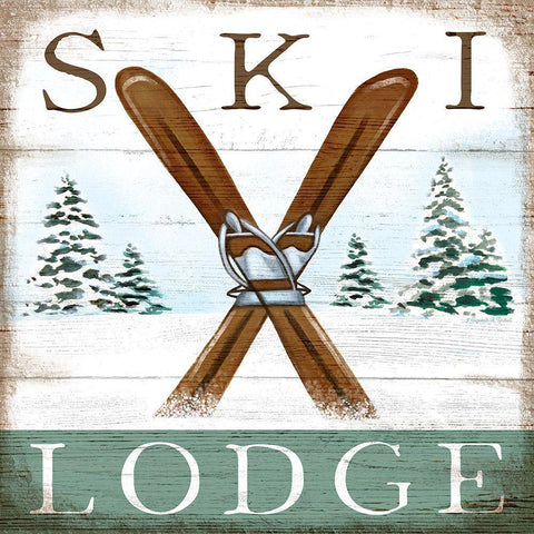 Ski Lodge Black Ornate Wood Framed Art Print with Double Matting by Tyndall, Elizabeth