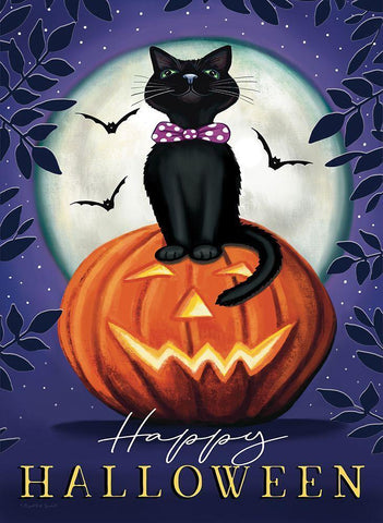 Happy Halloween Black Ornate Wood Framed Art Print with Double Matting by Tyndall, Elizabeth