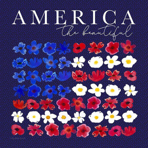 America the Beautiful White Modern Wood Framed Art Print with Double Matting by Tyndall, Elizabeth