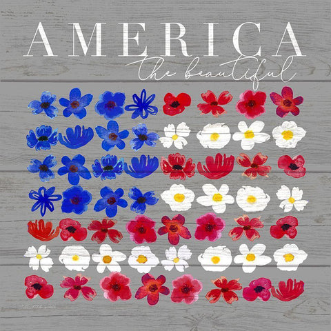 America the Beautiful White Modern Wood Framed Art Print with Double Matting by Tyndall, Elizabeth