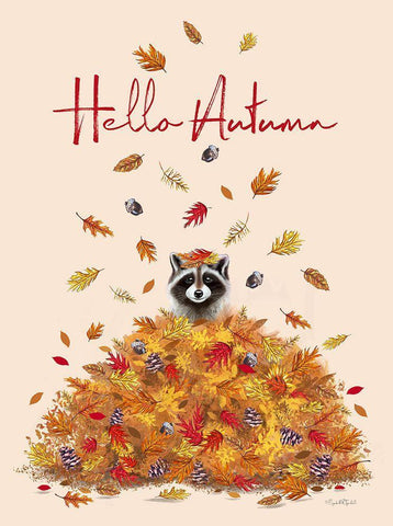 Hello Autumn White Modern Wood Framed Art Print with Double Matting by Tyndall, Elizabeth