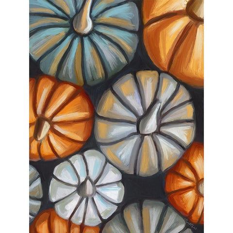 Fall Pumpkins Black Modern Wood Framed Art Print with Double Matting by Tyndall, Elizabeth