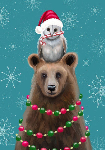 Holiday Bear White Modern Wood Framed Art Print with Double Matting by Tyndall, Elizabeth