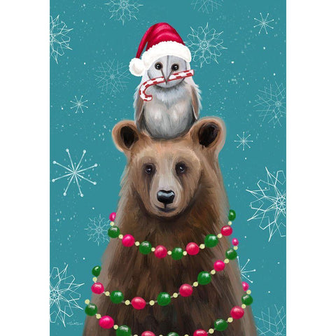 Holiday Bear Black Modern Wood Framed Art Print with Double Matting by Tyndall, Elizabeth